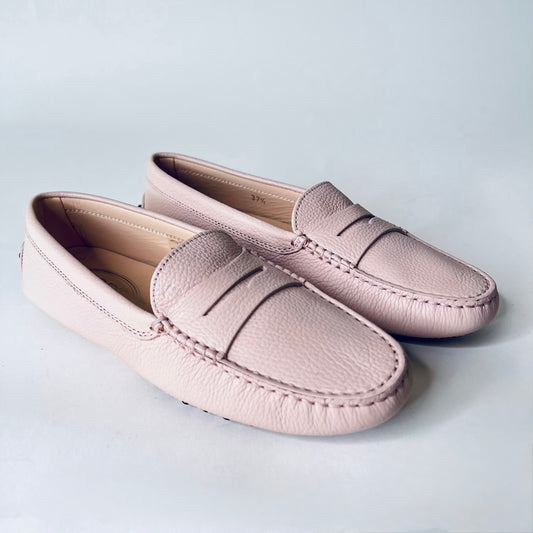 TOD'S Scarpe mocassino in pelle martellata rosa pallido