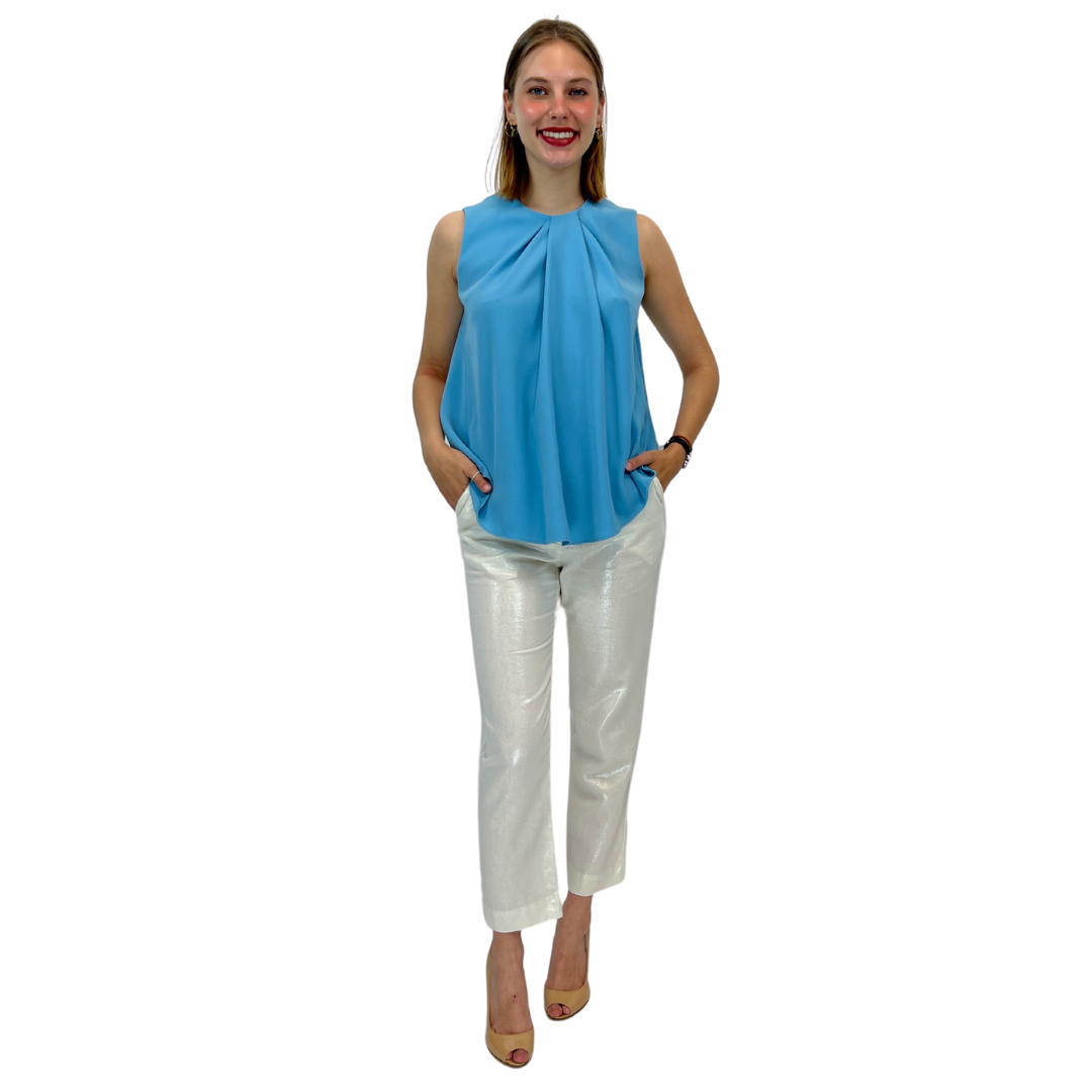 BALENCIAGA Top azzurro con pence