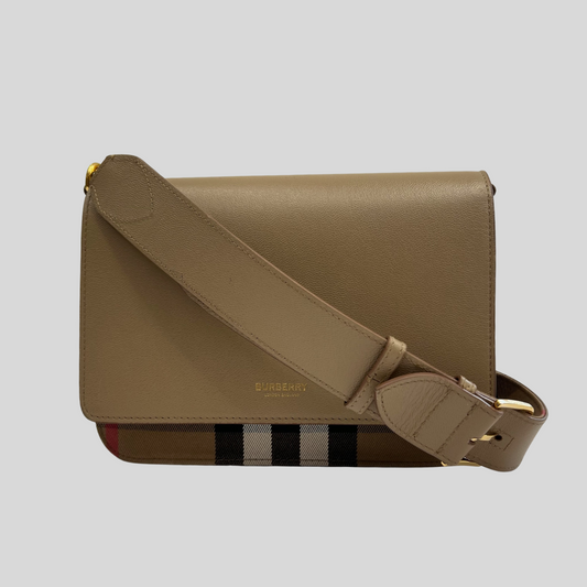 BURBERRY Borsa a tracolla in pelle e tessuto check