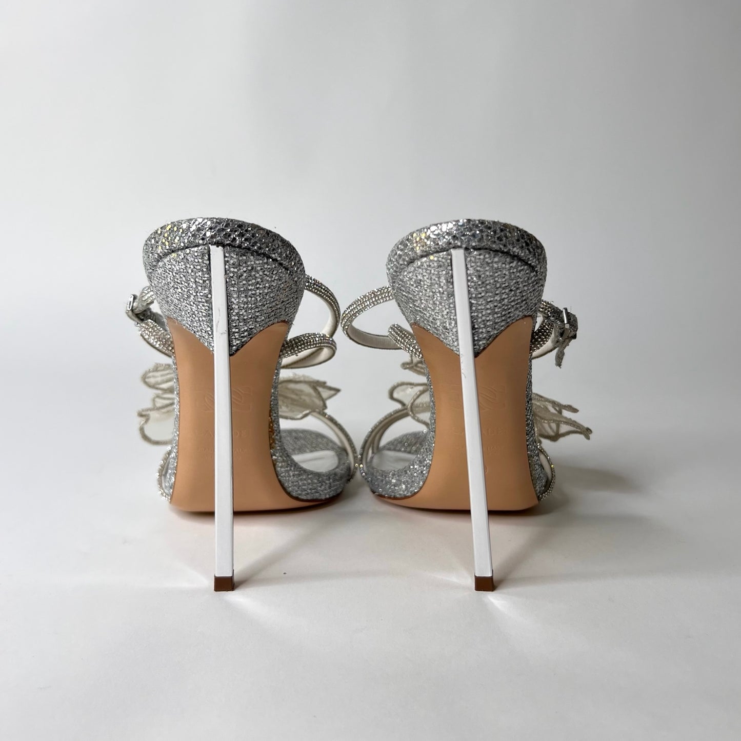 CASADEI Sandali gioiello argento con fiore in tulle