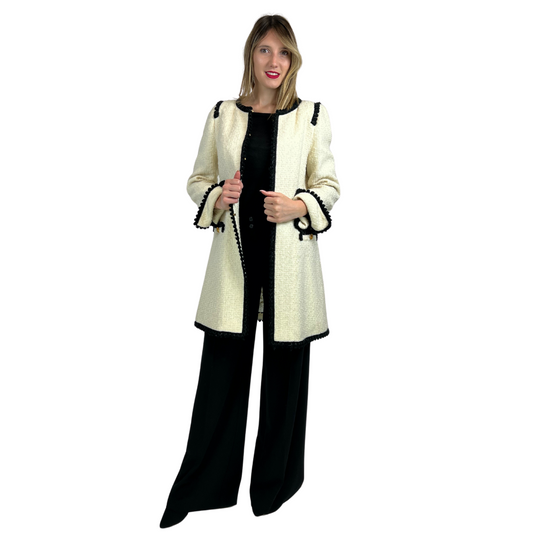 EDWARD ACHOUR Paris Cappotto bouclè panna e nero