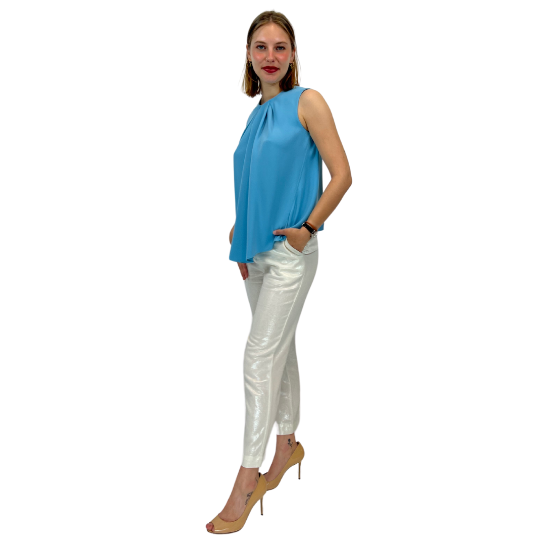 BALENCIAGA Top azzurro con pence