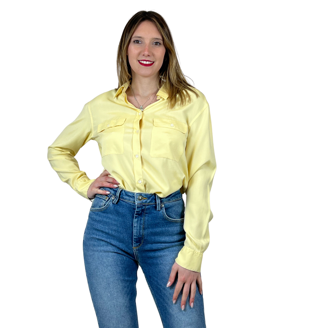 ASPESI Camicia in seta gialla