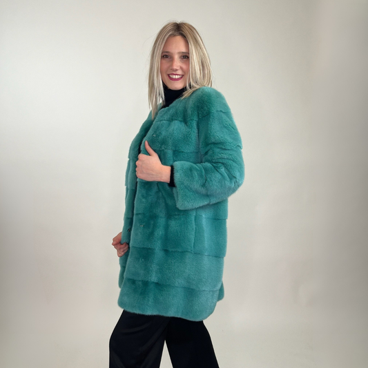 ROYAL Pelliccia in visone verde acqua