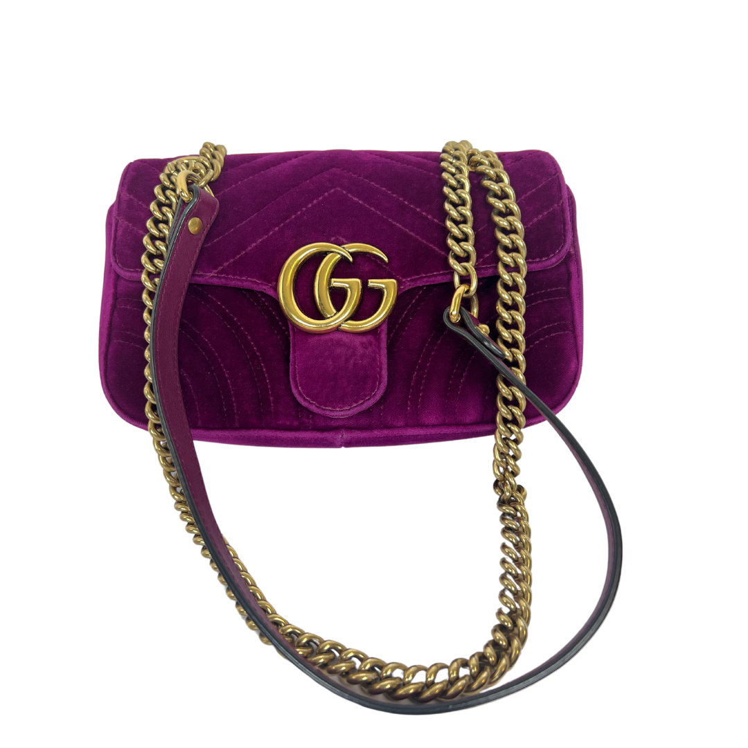 GUCCI Borsa Marmont velvet mini ciclamino