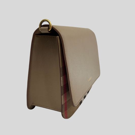 BURBERRY Borsa a tracolla in pelle e tessuto check