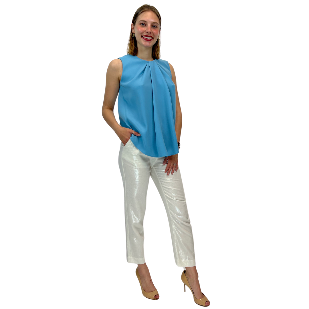 BALENCIAGA Top azzurro con pence