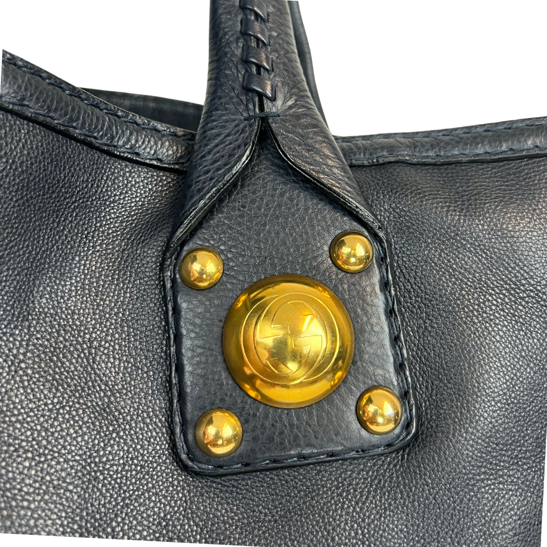 GUCCI Borsa shopping grande blu