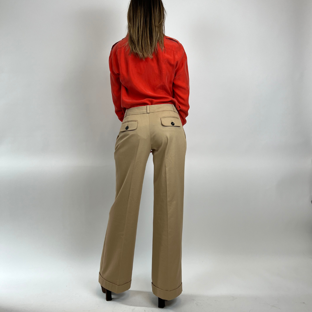 BURBERRY Pantaloni beige a palazzo con pence