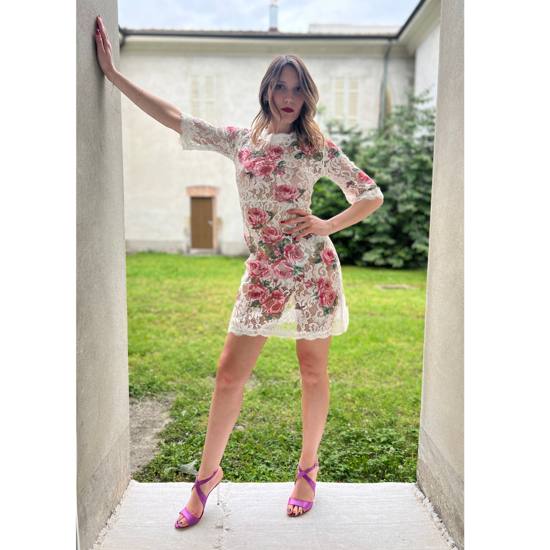 NOSECRET Abito in pizzo con rose