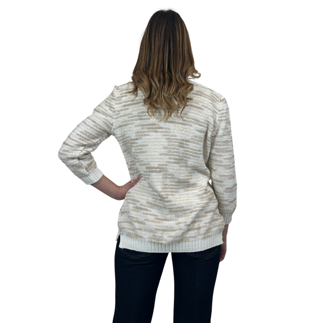 AMINA RUBINACCI Cardigan lungo bianco e beige