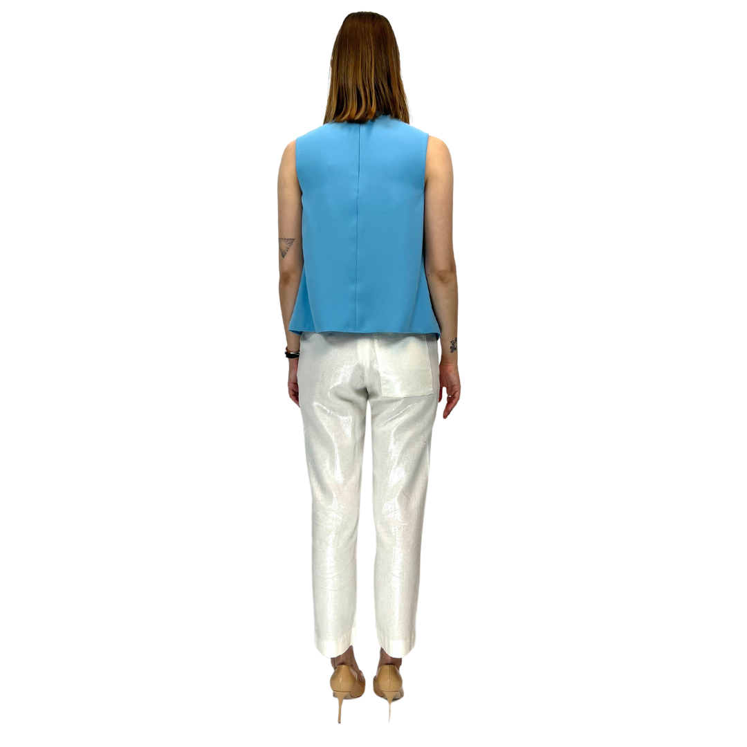 BALENCIAGA Top azzurro con pence