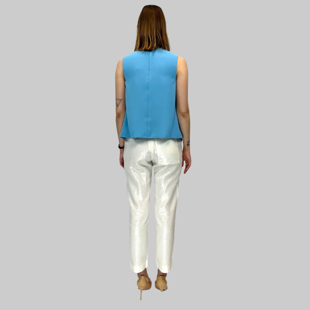 BALENCIAGA Top azzurro con pence
