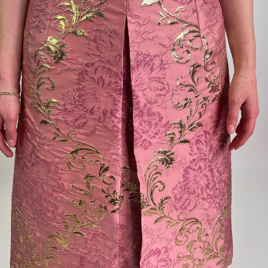 DOLCE & GABBANA Abito damascato rosa e oro