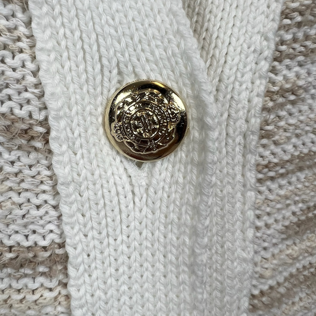 AMINA RUBINACCI Cardigan lungo bianco e beige