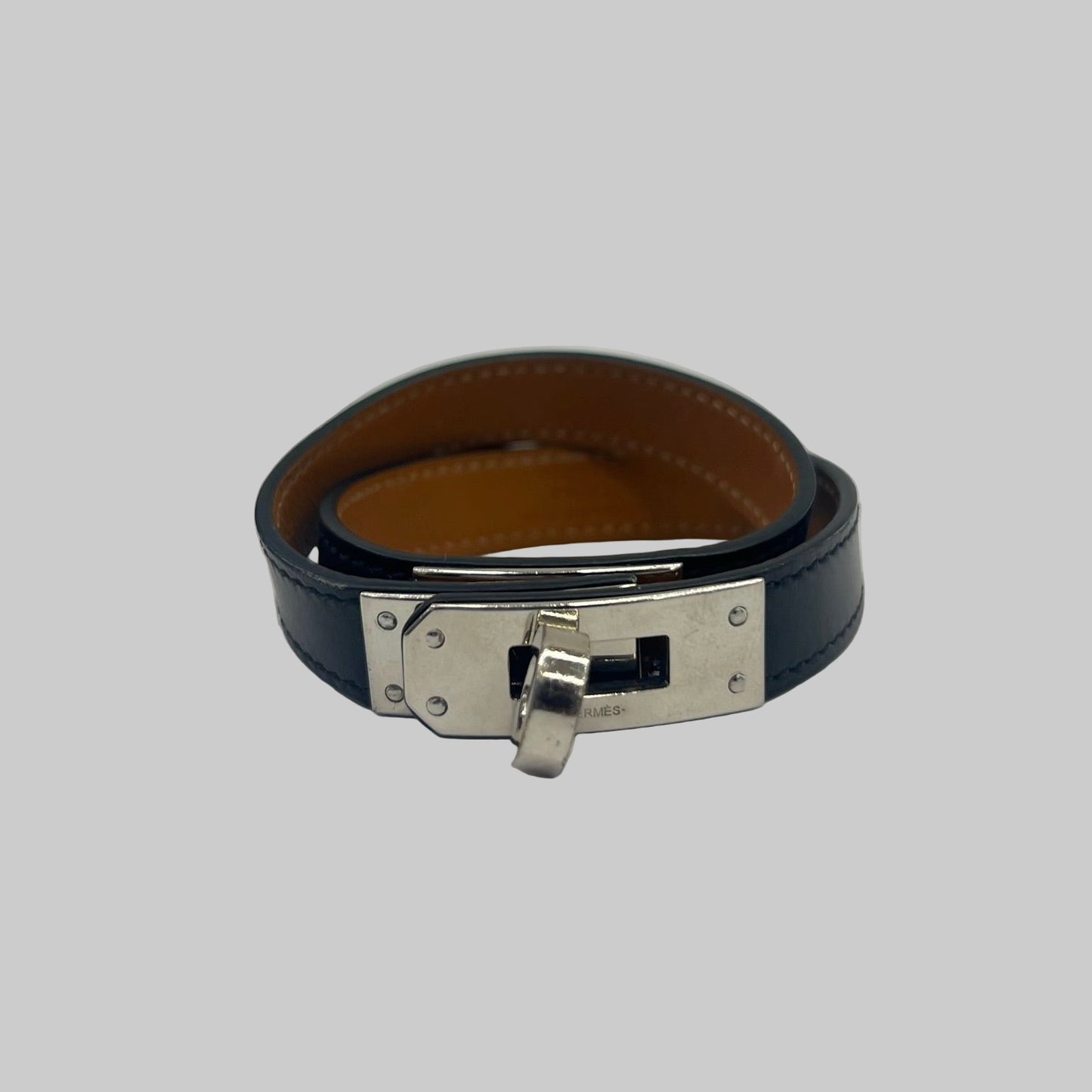 HERMES Bracciale Kelly double tour nero con dettagli argento