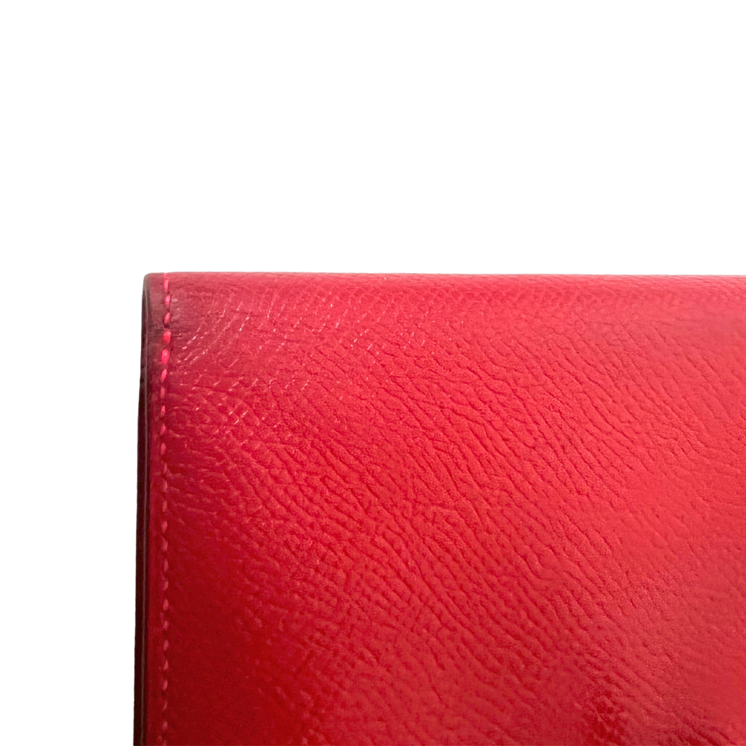 HERMES Portafoglio Bearn Soufflet rosso