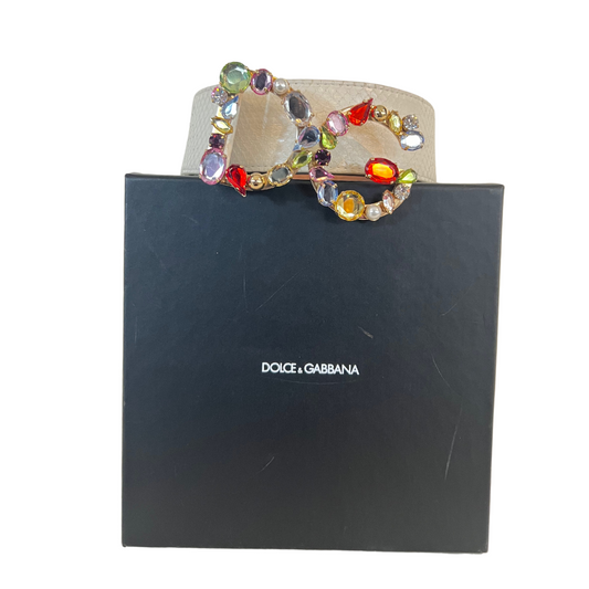DOLCE & GABBANA Cintura panna con cristalli colorati