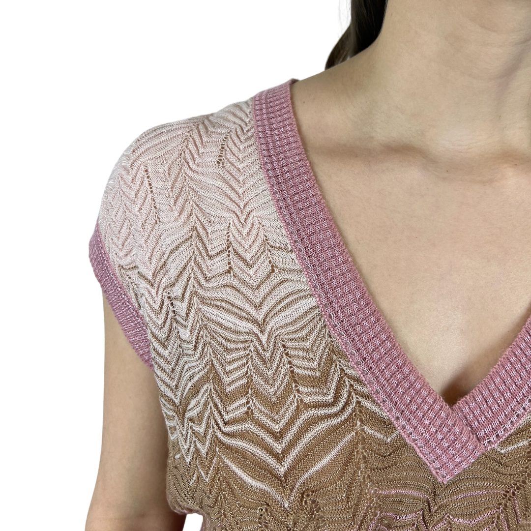MISSONI casacca in maglia traforata e sfumata rosa