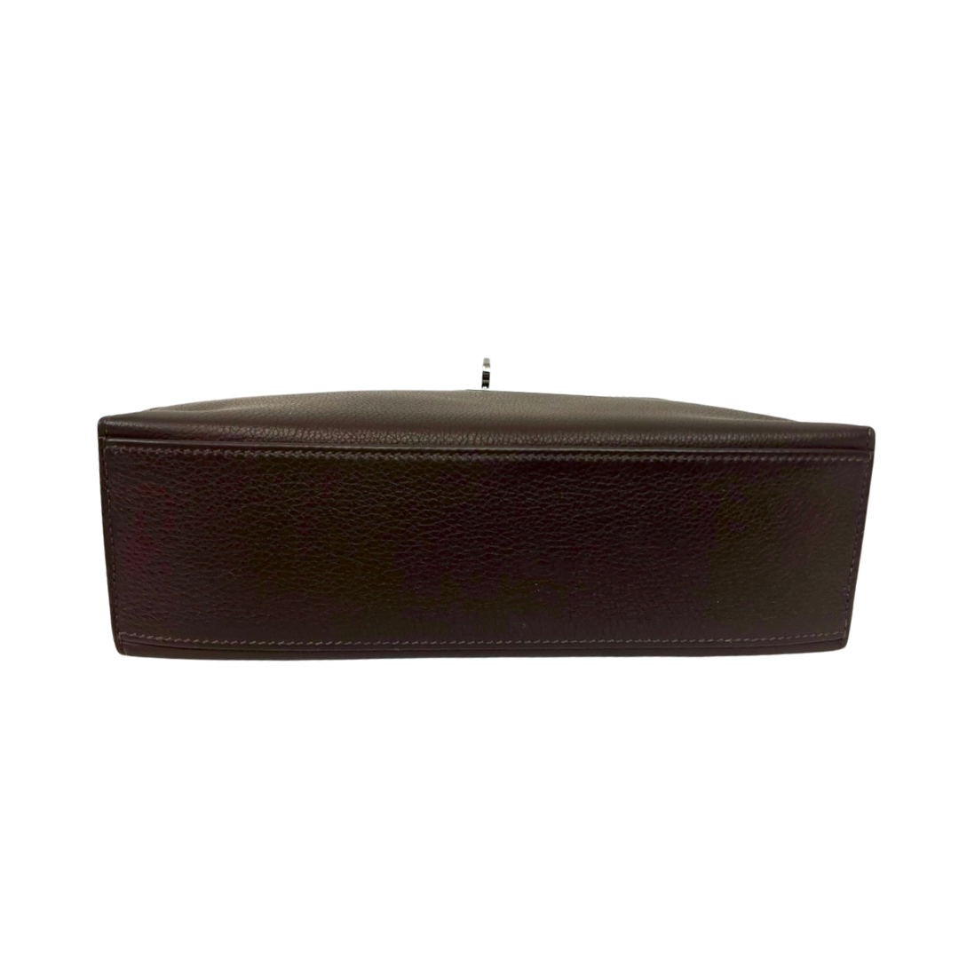 HERMES Pochette Kelly in pelle Epson marrone