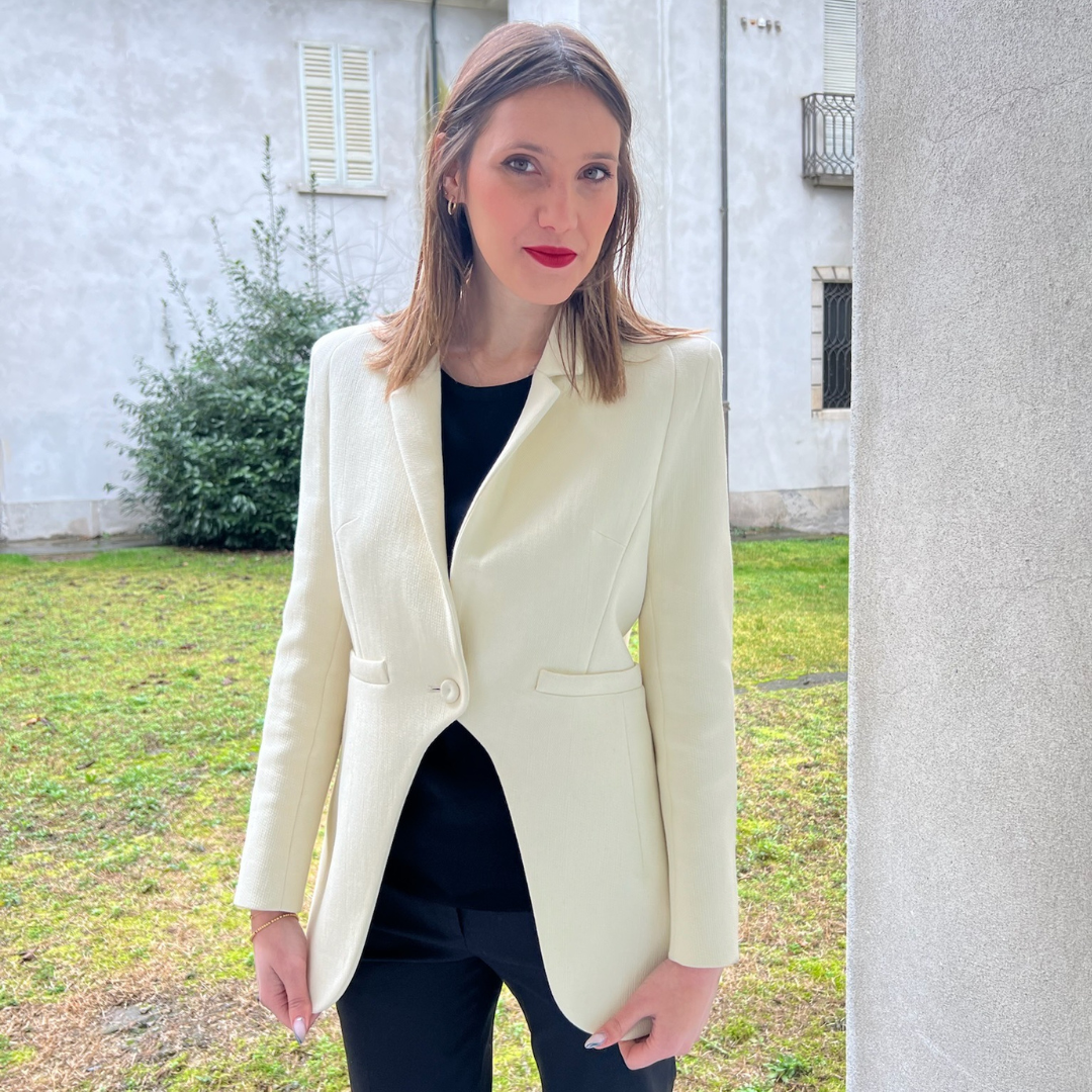CARVEN Giacca lunga panna