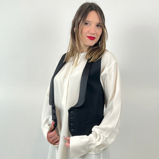SAINT LAURENT Gilet smocking nero
