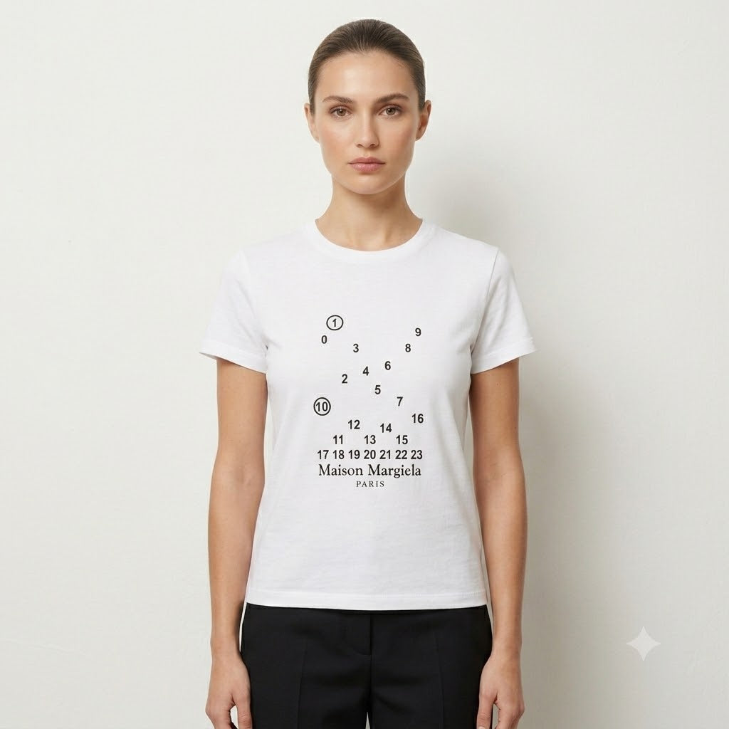 MM MAISON MARGIELA T-shirt bianca con numeri e logo