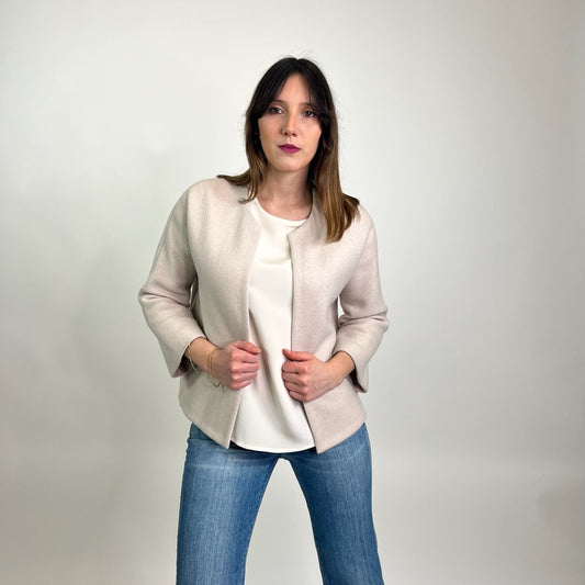 AGNONA Giacca in cashmere bianco rosato