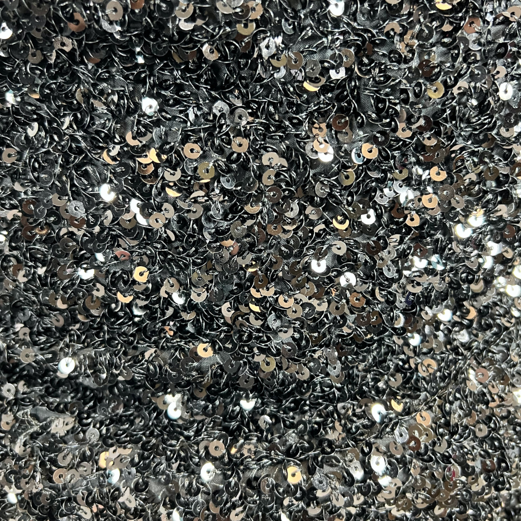 AINEA Abito nero in paillettes manica lunga