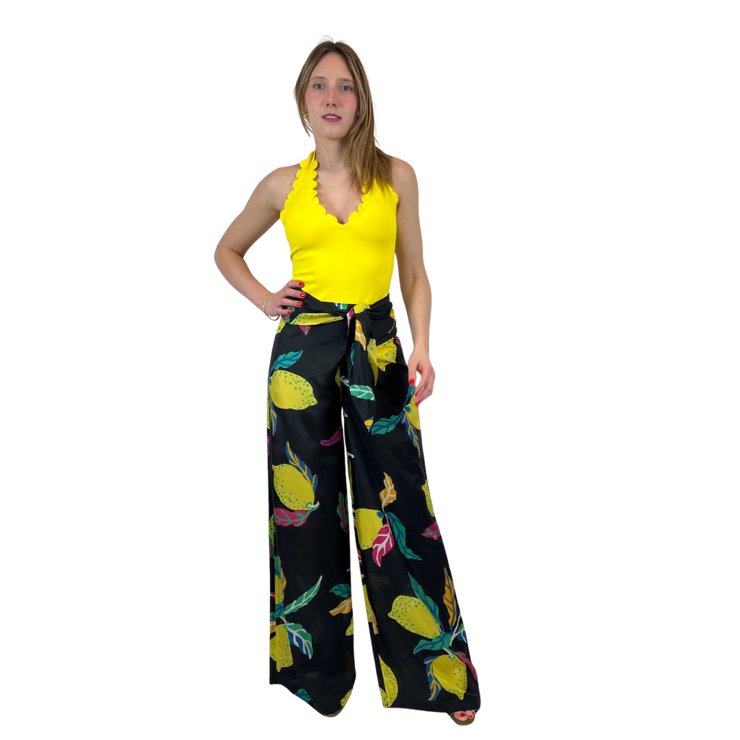 ASPESI Pantalone in seta stampa limoni