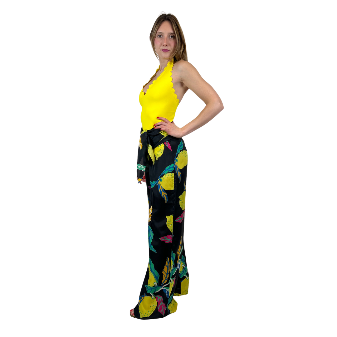 ASPESI Pantalone in seta stampa limoni