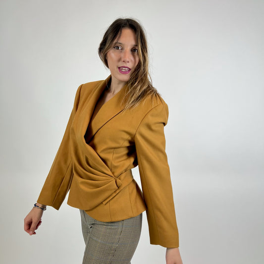 BALENCIAGA Giacca blazer in lana giallo ocra