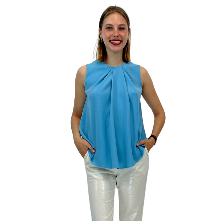 BALENCIAGA Top azzurro con pence