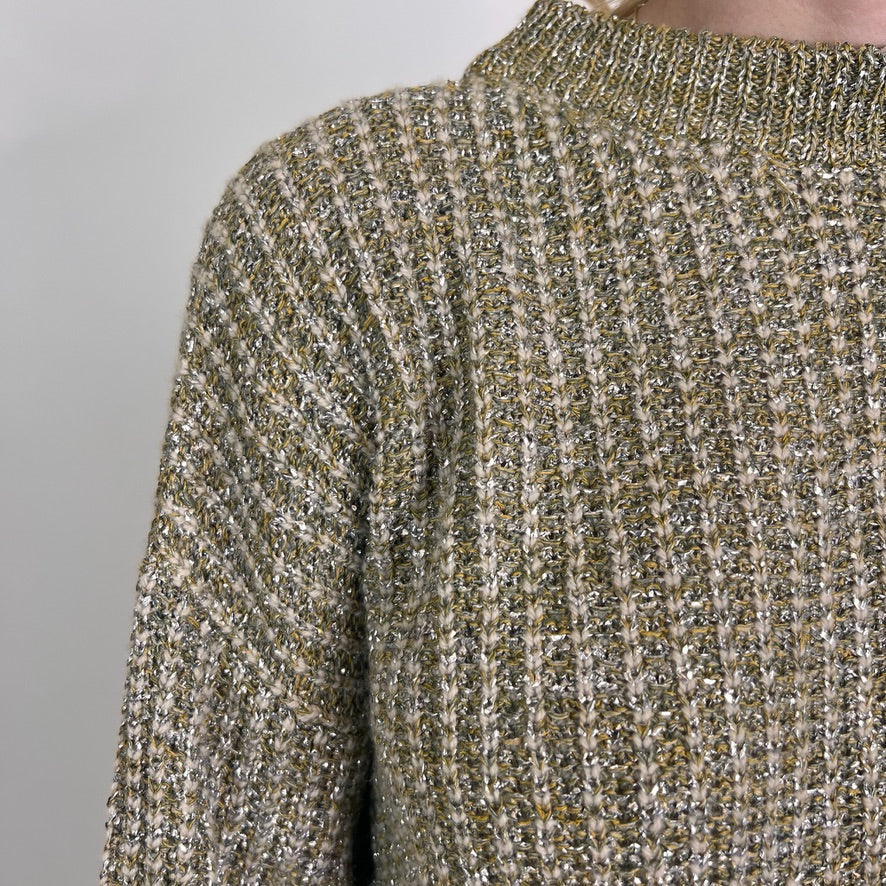 FORTE FORTE Maglione tortora con filo lamè argento