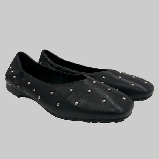 BLACK ROSE Scarpa ballerina nera con borchiette