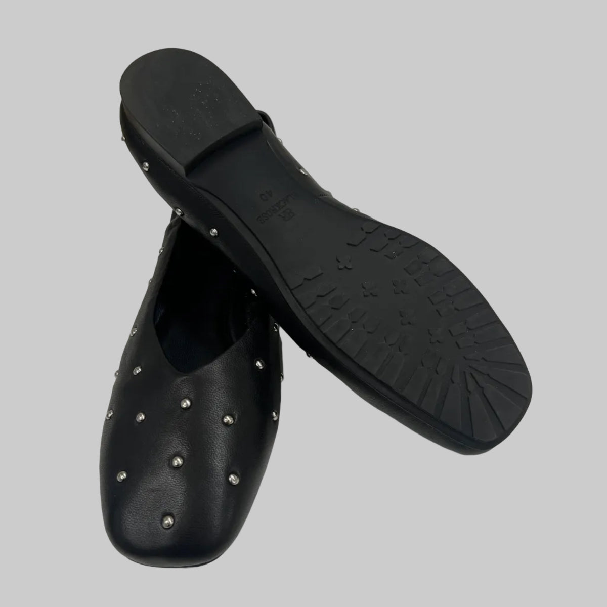 BLACK ROSE Scarpa ballerina nera con borchiette