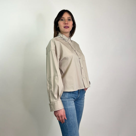BRUNELLO CUCINELLI Camicia sabbia con piccole borchiette