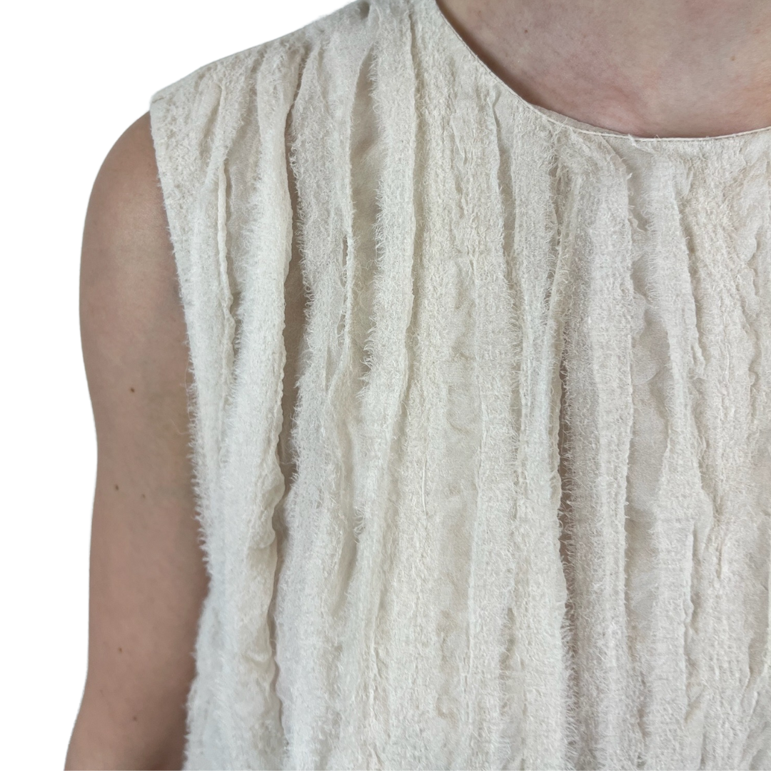 BRUNELLO CUCINELLI Top in seta crema con voile davanti