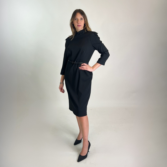 BURBERRY Abito nero con cintura