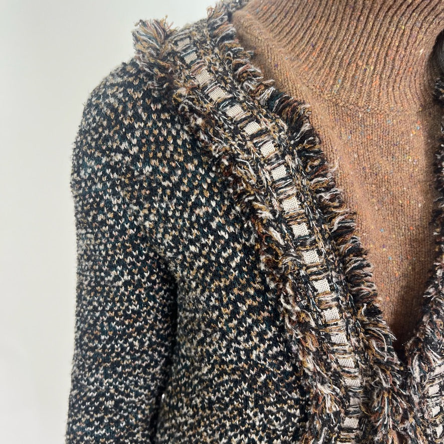 MORESI Cappotto in maglia di lana mista tweed marrone