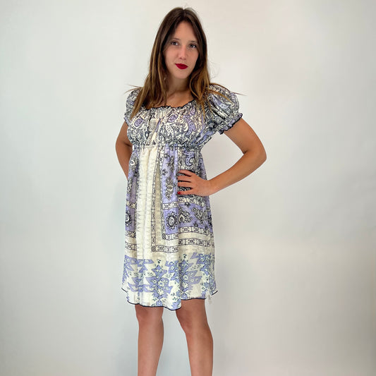 SUI ANNA SUI Abito stile impero glicine e panna