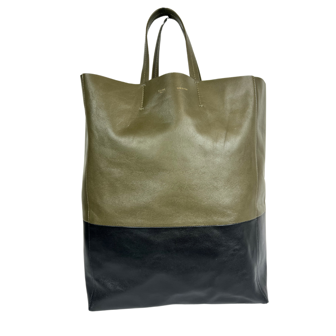CELINE Borsa shopping in pelle nappa verde