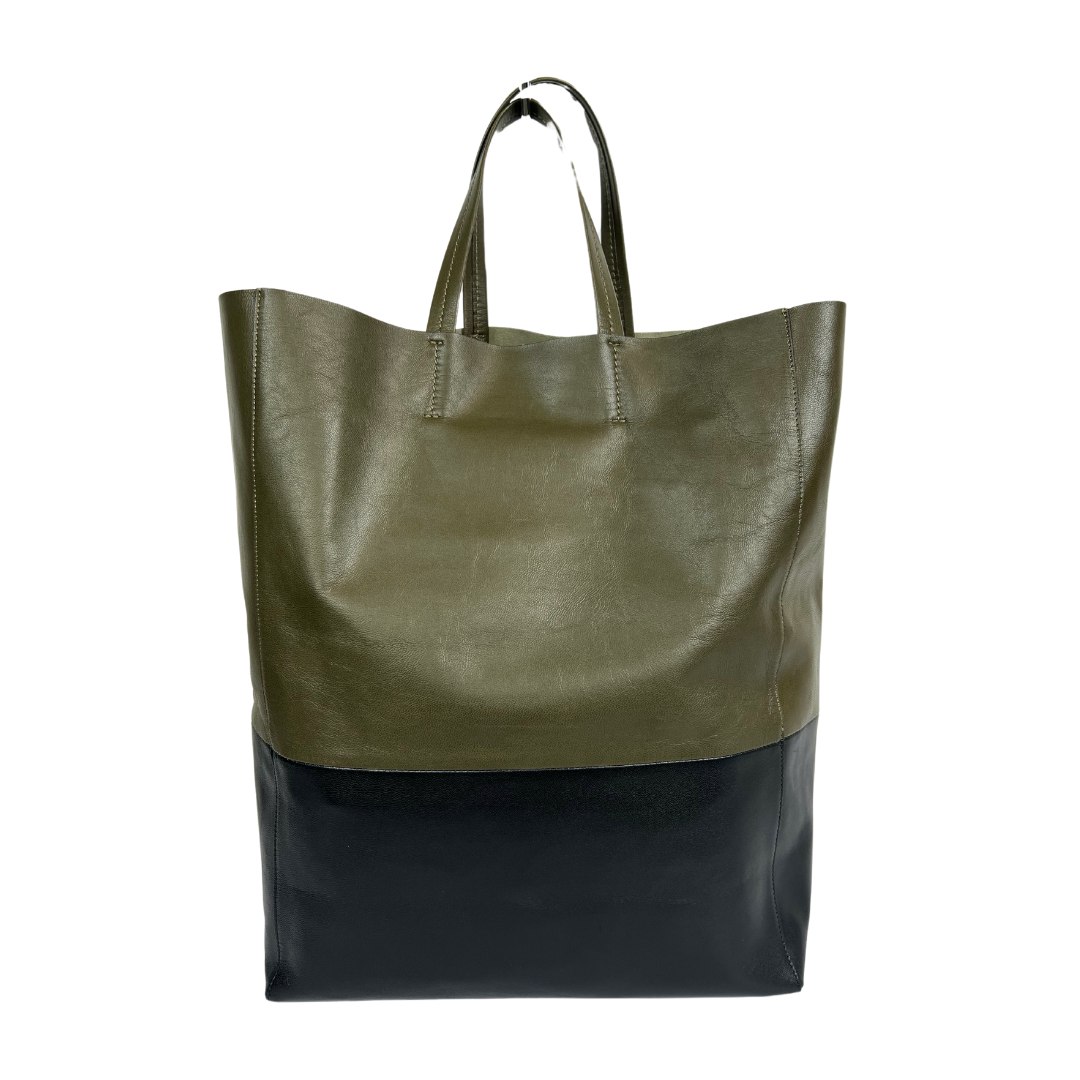 CELINE Borsa shopping in pelle nappa verde