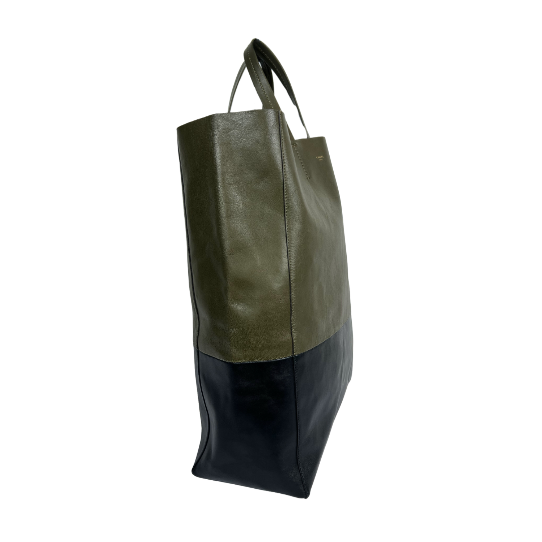 CELINE Borsa shopping in pelle nappa verde