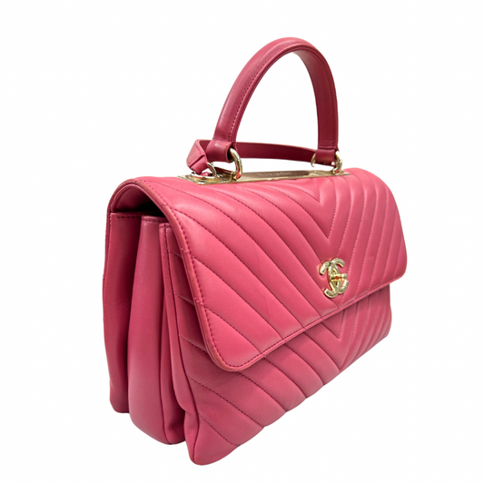 CHANEL Borsa Chevron CC flap lampone