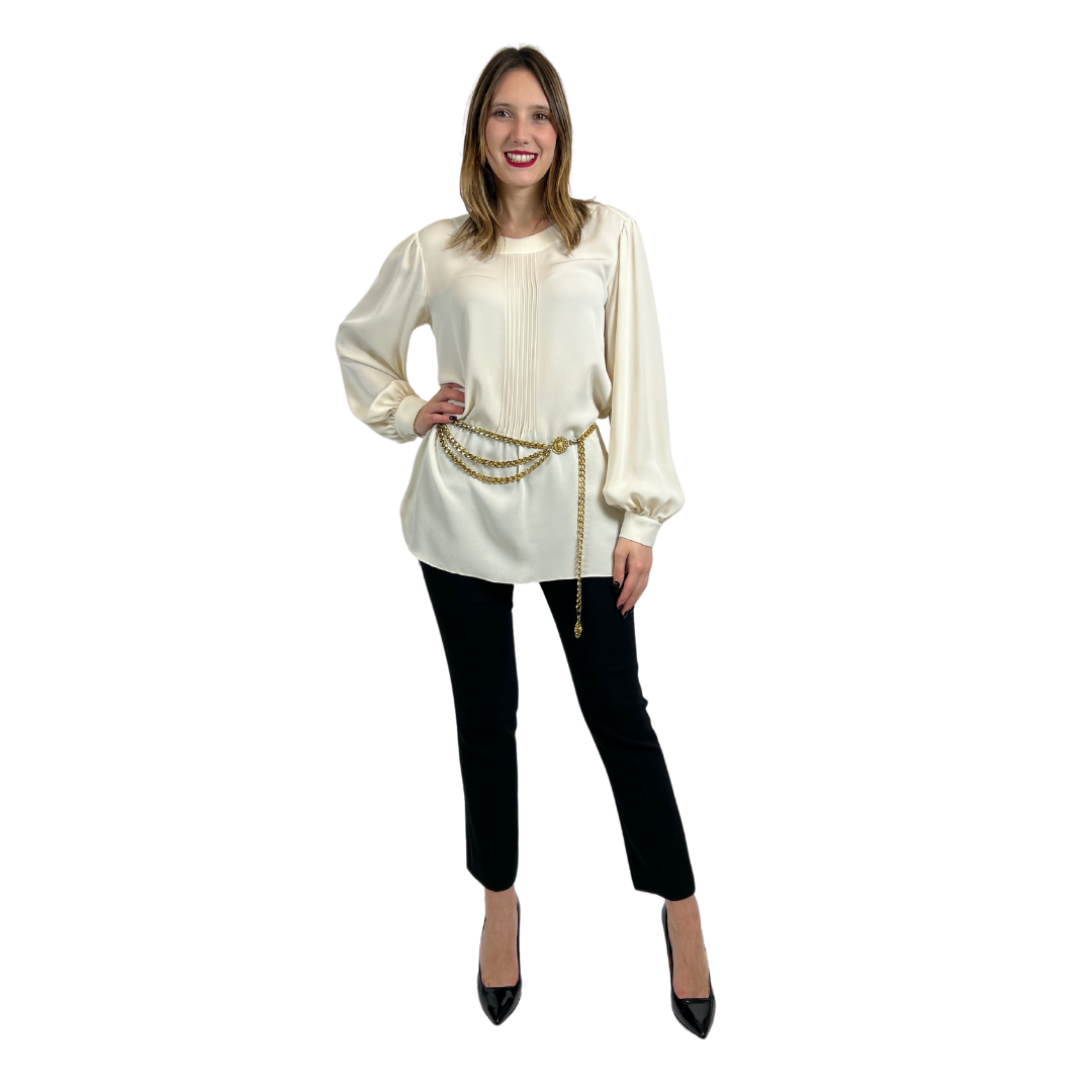 CHANEL Casacca lunga in seta color panna