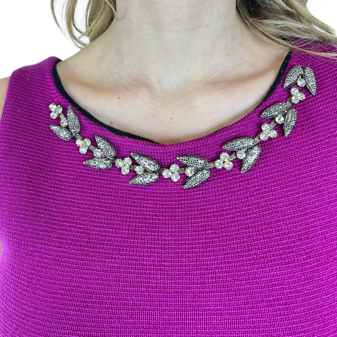 CHARLOTT Abito in maglia ciclamino con fiori gioiello