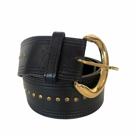 Cintura pelle nera con borchiette