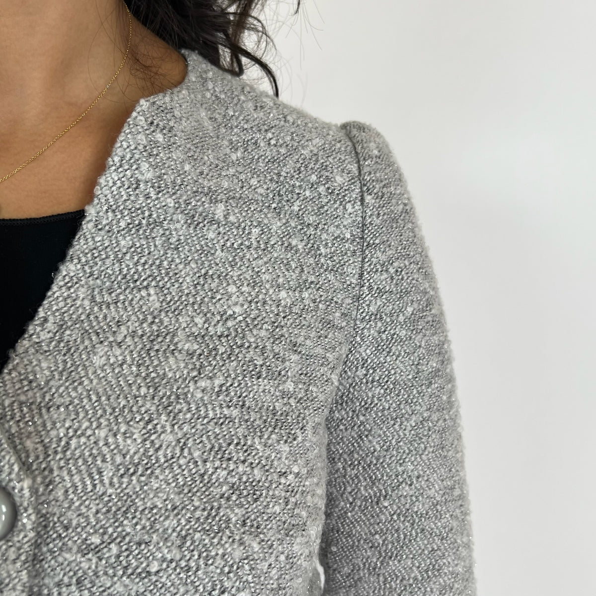ARMANI COLLEZIONI Giacca in tessuto bouclé grigio perla