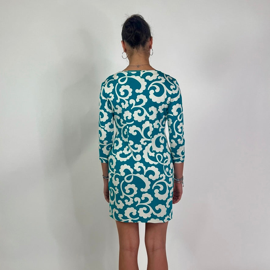 DIANE VON FURSTENBERG Abito turchese con stampa bianca
